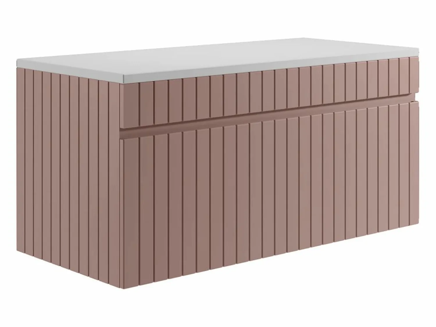 Best Vente-unique Mueble de baño suspendido rayado rosa con tablero, 100 cm, SATARA Rosa palo