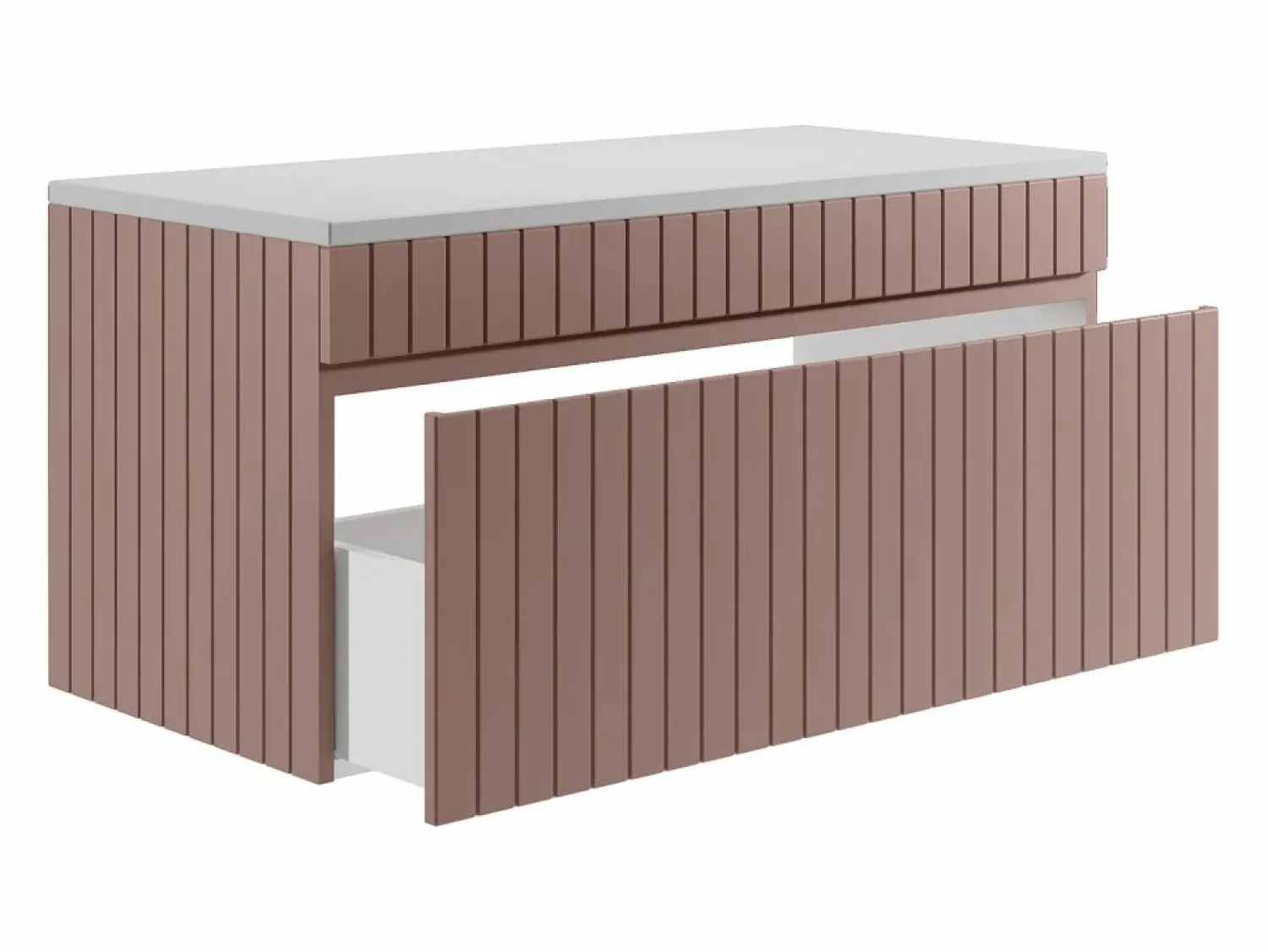 Best Vente-unique Mueble de baño suspendido rayado rosa con tablero, 100 cm, SATARA Rosa palo