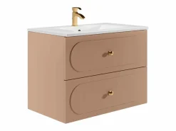 Sale Mueble de baño suspendido rosa antiguo con lavabo empotrado, 80 cm, SATOBAL Mueble De Baño Simple