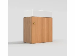 Discount ModernLuxe Mueble de baño suspendido estriado con lavabo cuadrado - 46 cm - Natural (grifo no incluido) Color natural claro