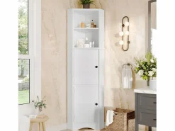 Merax Mueble de baño triangular - 51,7 x 32 x 155,4 cm - con 2 compartimentos abiertos + 2 puertas - MDF -