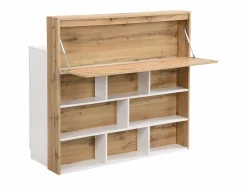Vente-unique Mueble de bar con 2 puertas y 1 cajón de MDF - Blanco y Natural - LAMONIA