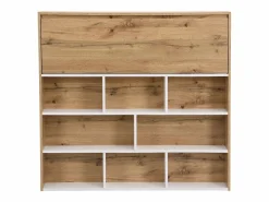 Vente-unique Mueble de bar con 2 puertas y 1 cajón de MDF - Blanco y Natural - LAMONIA