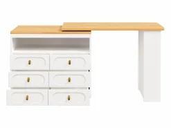 ModernLuxe Mueble de bar de cocina extensible - y rotación 360° - 203x39x90 cm - 6 cajones - con estantes laterales -