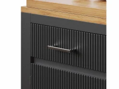 Mueble de bar de cocina extensible - con rotación 360° - 215x39x103cm - 2 puertas, 2 cajones - con estantes laterales - Mueble Bar