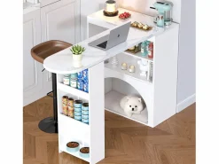 ModernLuxe Mueble de bar extensible 120 (+80)×40×100 cm - con espacio de descanso para mascotas - estantes abiertos -