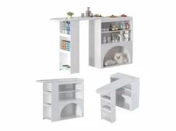 ModernLuxe Mueble de bar extensible 120 (+80)×40×100 cm - con espacio de descanso para mascotas - estantes abiertos -
