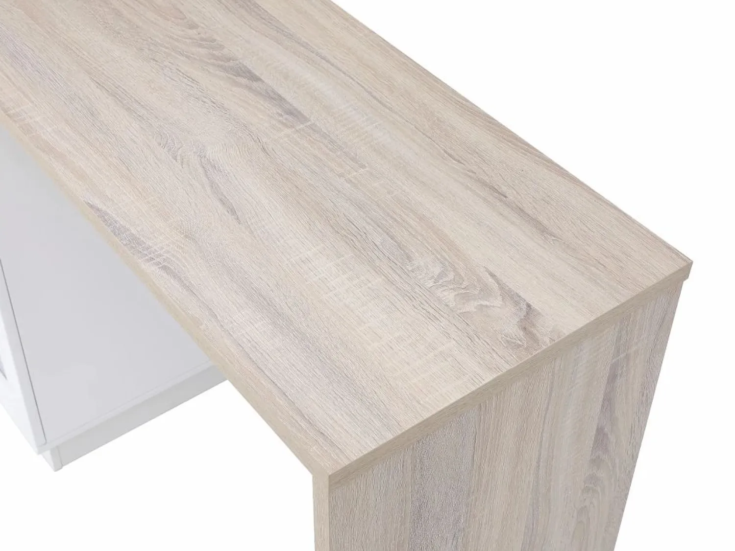 Sale Mueble de bar giratorio con almacenamiento de MDF, vidrio templado - Blanco y natural - ARAMETA Muebles De Bar|Mueble Bar
