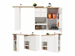 ModernLuxe Mueble de bar giratorio y plegable - con 2 cajones y 1 puerta -
