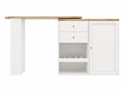 ModernLuxe Mueble de bar giratorio y plegable - con 2 cajones y 1 puerta -