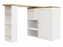 ModernLuxe Mueble de bar giratorio y plegable - con 2 cajones y 1 puerta -