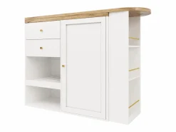 ModernLuxe Mueble de bar giratorio y plegable - con 2 cajones y 1 puerta -