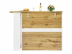 Clearance Mueble de bar giratorio y abatible 360° - 204×39×105 cm - 3 puertas - estantes abiertos - Mueble Bar