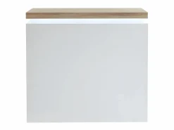 Vente-unique Mueble de bar luminosos - MDF lacado blanco - LEDs - Blanco y roble. HALO II