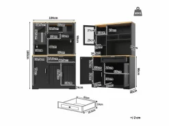 New ModernLuxe Mueble de cocina - 104x40x180 cm - con 4 puertas y 1 cajón - con iluminación LED - Negro
