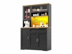 New ModernLuxe Mueble de cocina - 104x40x180 cm - con 4 puertas y 1 cajón - con iluminación LED - Negro