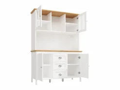 Hot ModernLuxe Mueble de cocina - 120x40x179 cm - 4 puertas y 3 cajones - con iluminación LED - Blanco