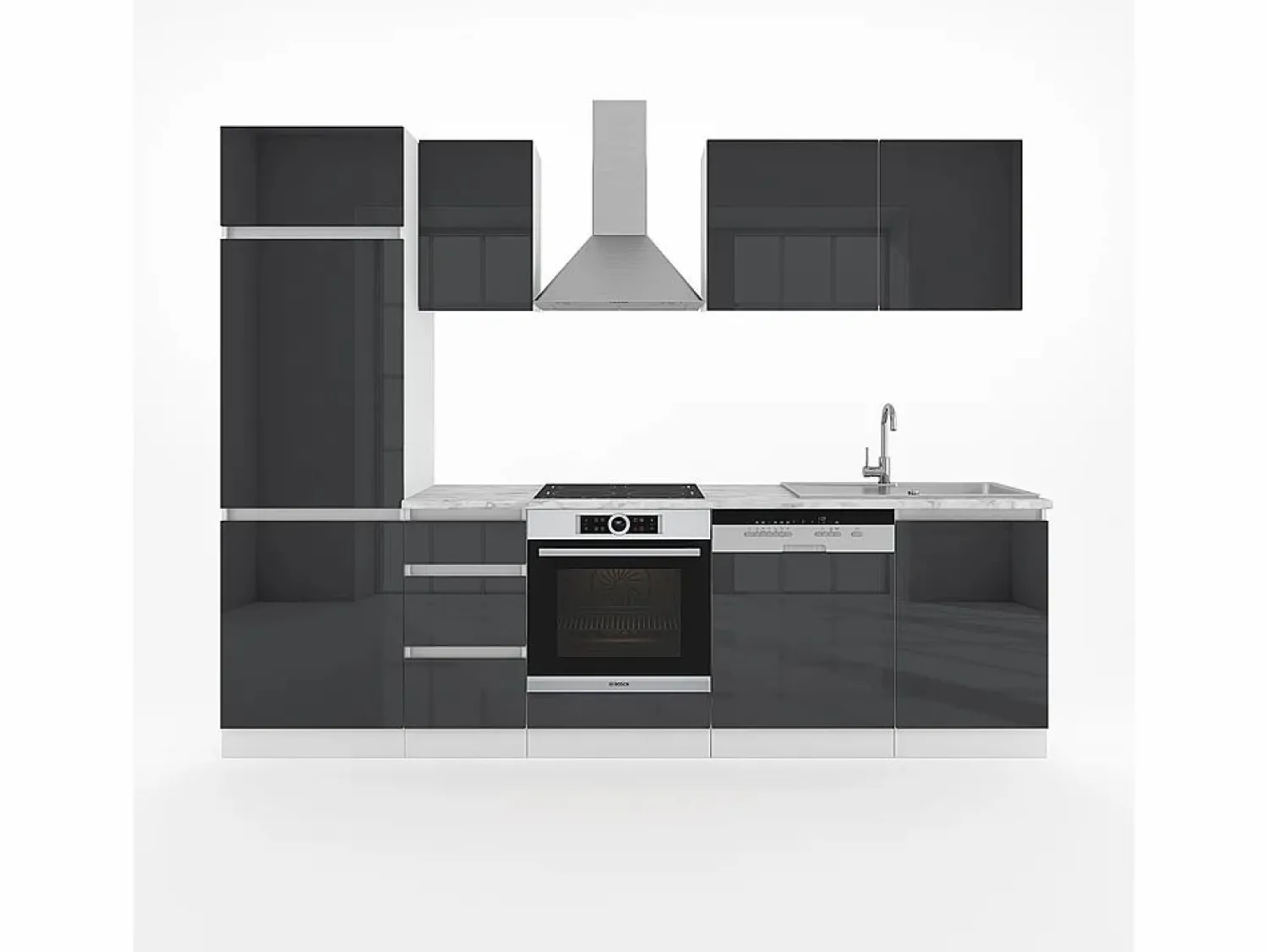 Mueble de cocina antracita brillo intenso/blanco 270x57.7x81.6 optima Cocina Completa