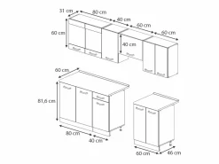 Online Vicco Mueble de cocina alto brillo/ 240x60x81.6 raul Blanco