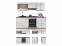 Best Vicco Mueble de cocina blanco brillo intenso/roble dorado 200x46x81.6 r-line Color natural oscuro