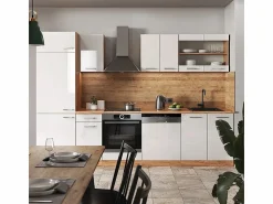 Vicco Mueble de cocina blanco brillo intenso/roble dorado 300x60x81.6 r-line