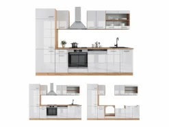 Vicco Mueble de cocina blanco brillo intenso/roble dorado 300x60x81.6 r-line