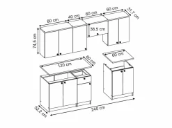 Best Vicco Mueble de cocina 240x60x81.6 bergamo Blanco