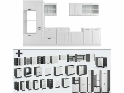Vicco Mueble de cocina casa de campo blanca/blanca 350x60x81.6 r-line