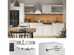 Vicco Mueble de cocina casa de campo blanca/blanca 350x60x81.6 r-line