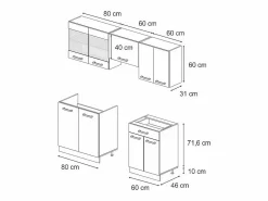 Vicco Mueble de cocina casa de campo blanca/roble dorado 200x46x81.6 r-line Blanco