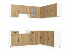 vidaxl Mueble de cocina Kalmar 11 piezas artesanal roble