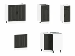 Best Mueble de cocina Kalmar negra 11 piezas madera contrachapada Cocina Completa