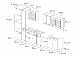 Vicco Mueble de cocina oro potencia roble/blanco 350x46x81.6 r-line