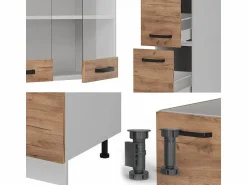 Vicco Mueble de cocina oro potencia roble/blanco 350x46x81.6 r-line