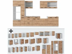 Vicco Mueble de cocina oro potencia roble/blanco 350x46x81.6 r-line