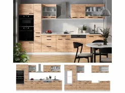 Vicco Mueble de cocina oro potencia roble/blanco 350x46x81.6 r-line