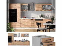 Vicco Mueble de cocina oro potencia roble/blanco 350x46x81.6 r-line