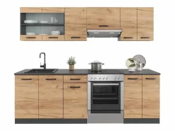 Discount Mueble de cocina oro power roble/antracita 240x60x81.6 raul Cocina Completa