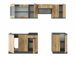 Vicco Mueble de cocina oro power roble/antracita 240x46x81.6 raul
