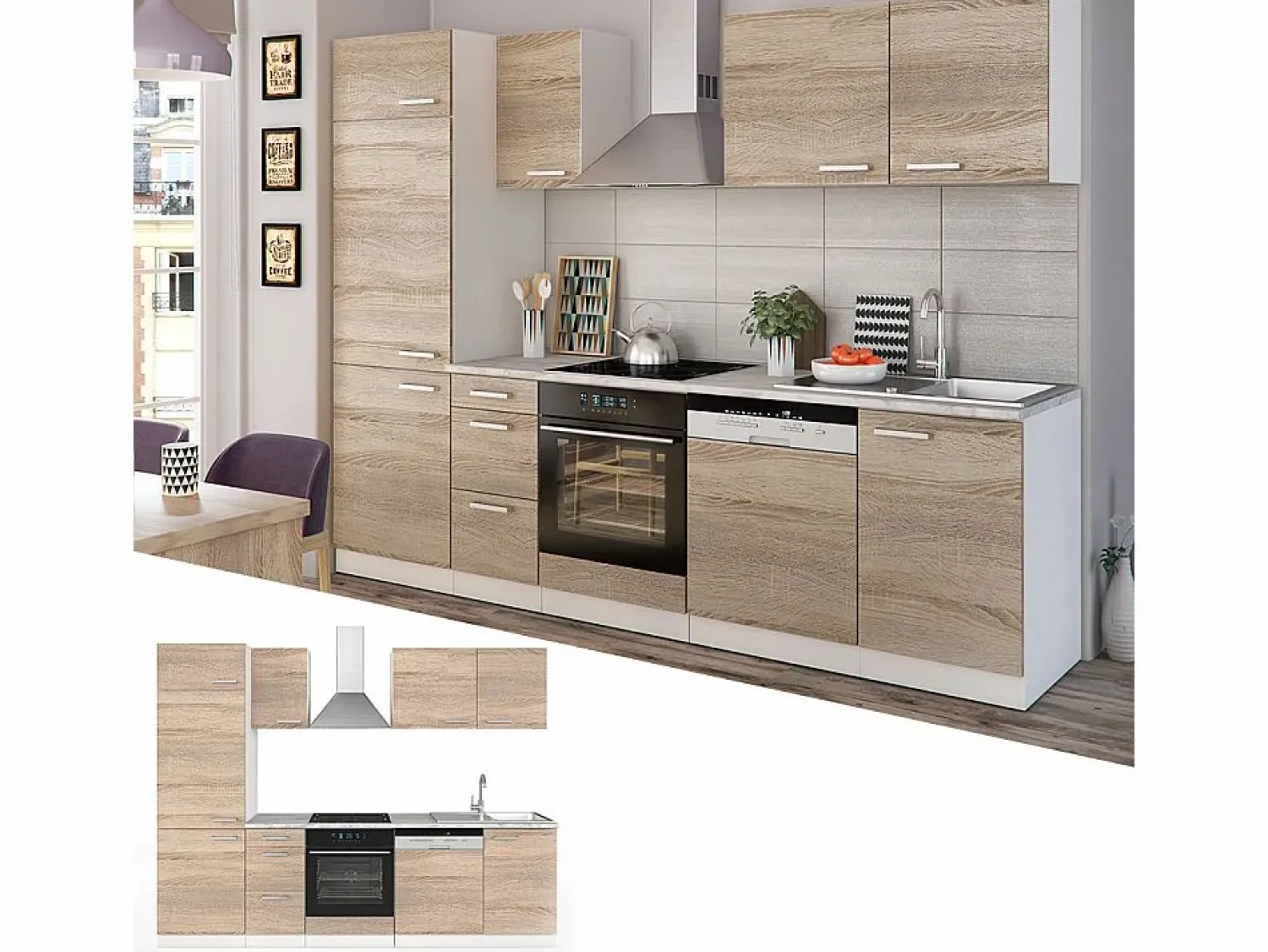 Online Mueble de cocina sonoma/blanco 270x57.1x81.6 optima Cocina Completa