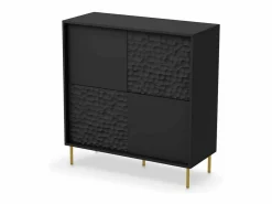Clearance MSO Mueble de diseño y dorado 100cm Tramona Negro