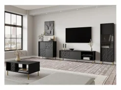 Clearance MSO Mueble de diseño y dorado 100cm Tramona Negro