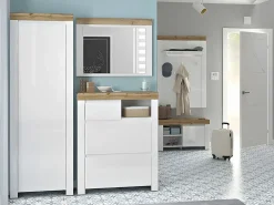 Hot Petits-Meubles Mueble de entrada 1 puerta Hella y Madera Blanco