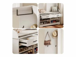 Best Mueble de entrada con espejo, ganchos, barra y zapatero Armario De Entrada