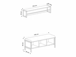 Online Concept-Usine Mueble de entrada mural de madera y negro con 3 nichos TORUN Marru00f3n