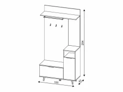 Outlet Mueble de entrada Nordic A roble artesanal / blanco 100 cm Armario De Entrada