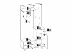 Mueble de entrada Nordic B roble artesanal / blanco 100 cm