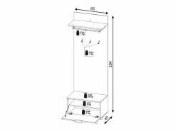 Mueble de entrada Nordic D roble evoke / tabilla / blanco 65 cm