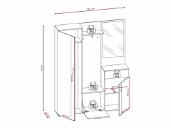 Online Mueble de entrada Trio roble artesanal / blanco 145 cm Color natural claro / Blanco