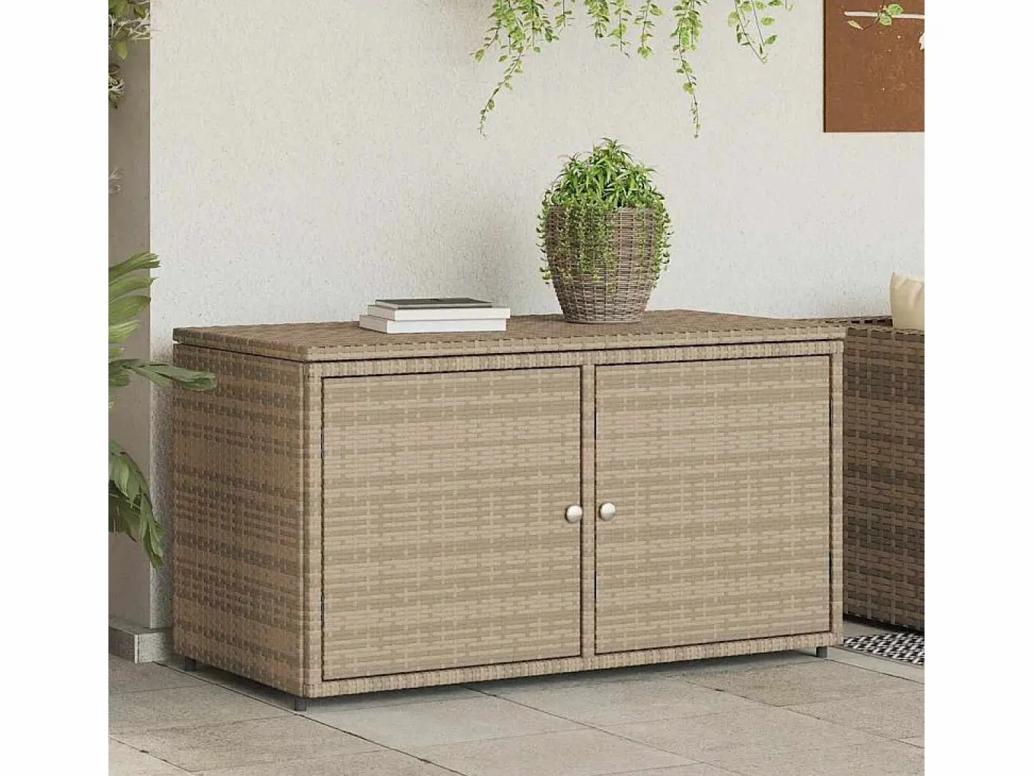 Outlet Mueble de jardín 110x55x60,5 cm resina trenzada Beige